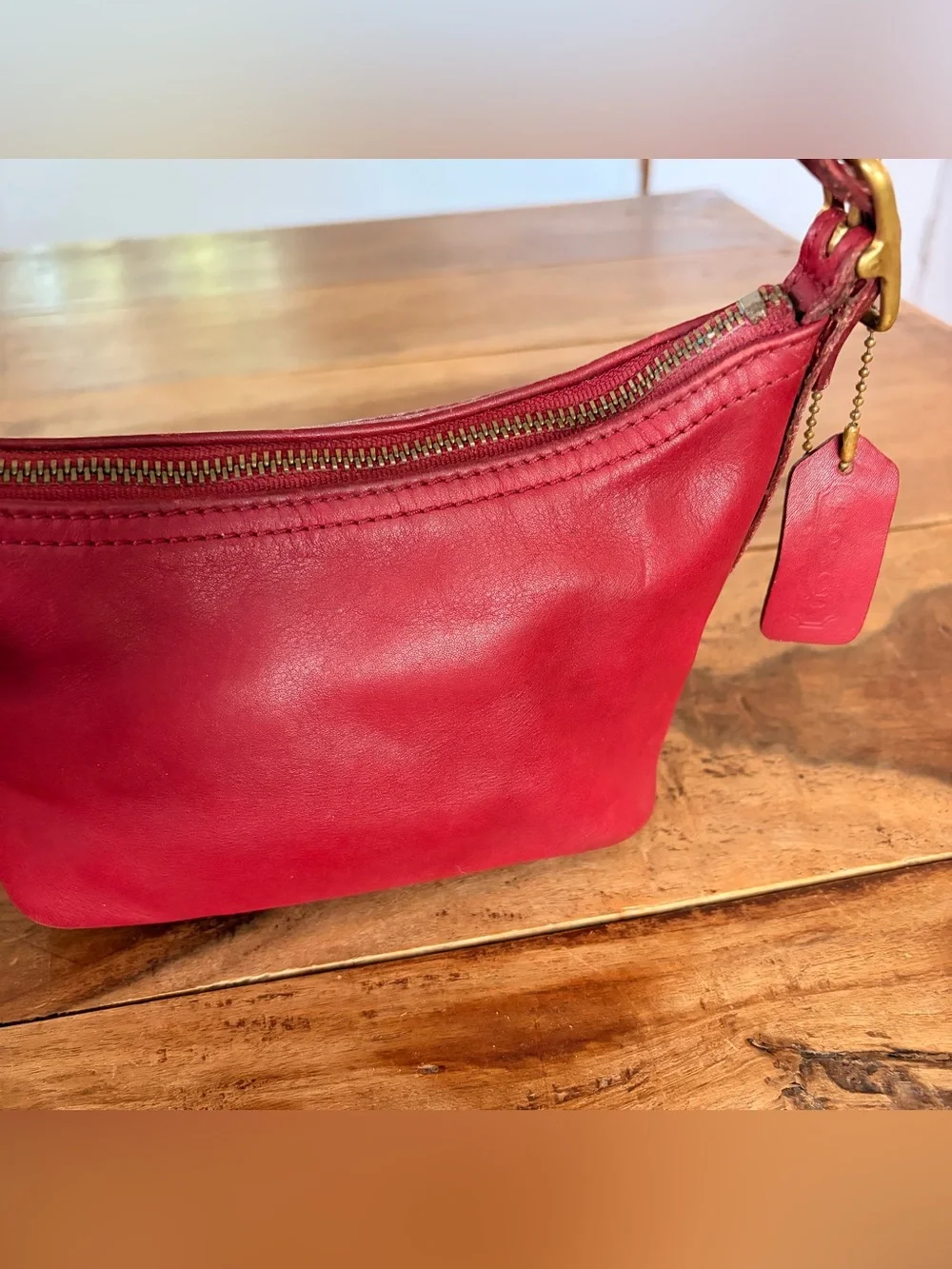 Vintage Coach Coach 9844 Demi Hobo Baguette Shoulder Bag Red Leather